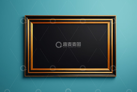 蓝色背景上的金色装饰画框架