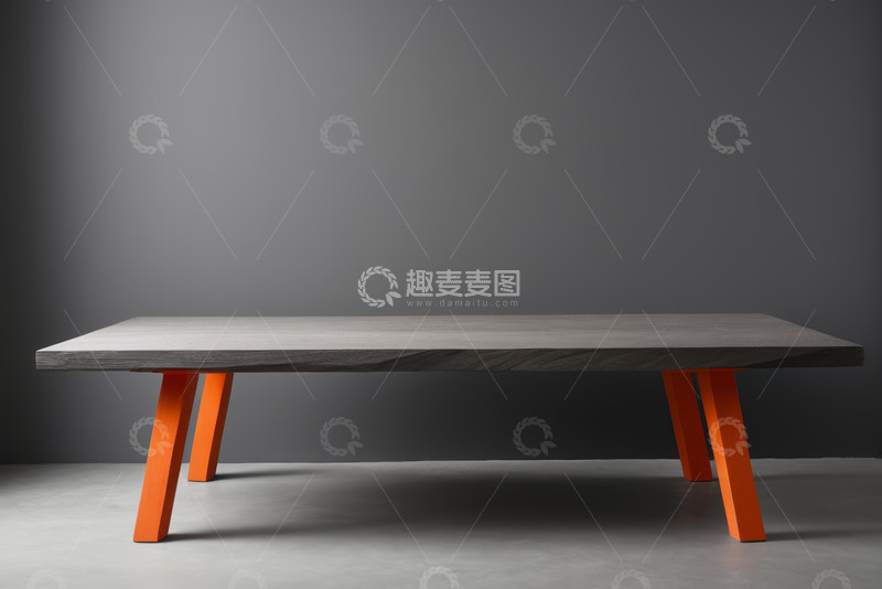 高清大图下载【趣麦麦图】现代风格木质橙腿长桌