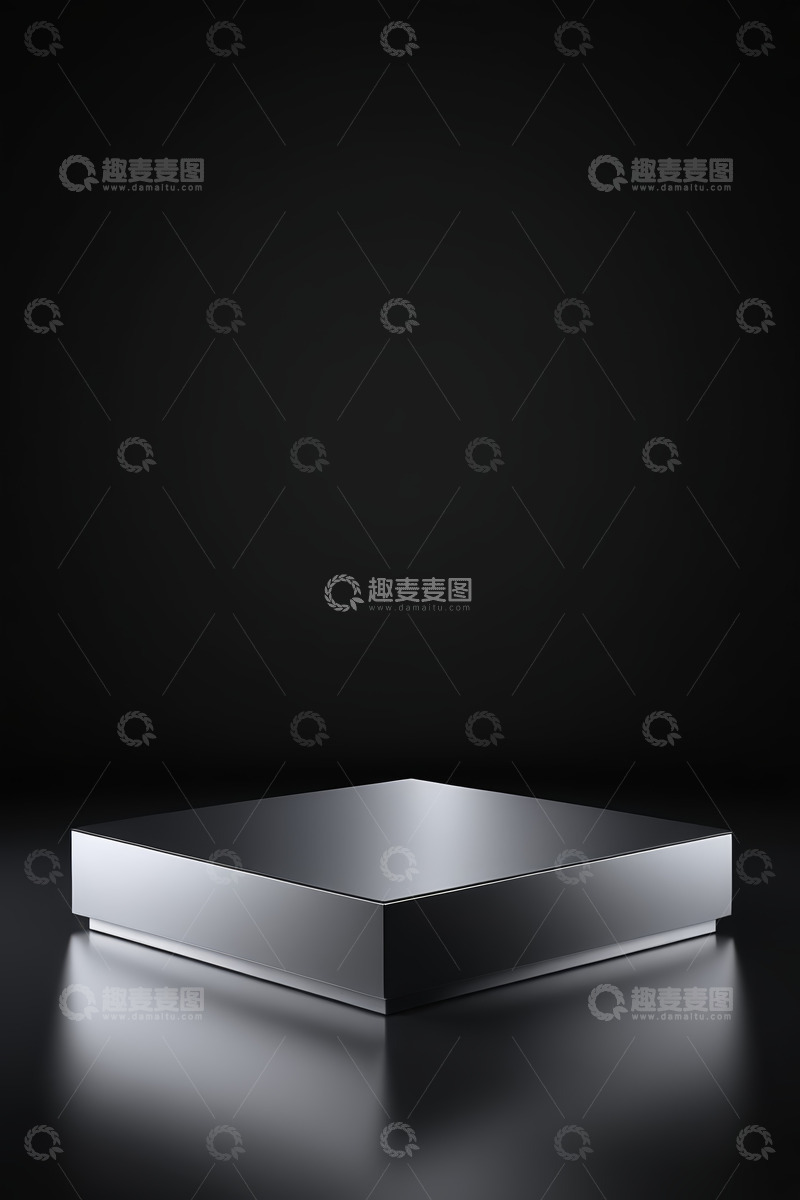 高清大图下载【趣麦麦图】黑色背景上的金属质感立方体