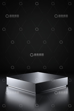 黑色背景上的金属质感立方体