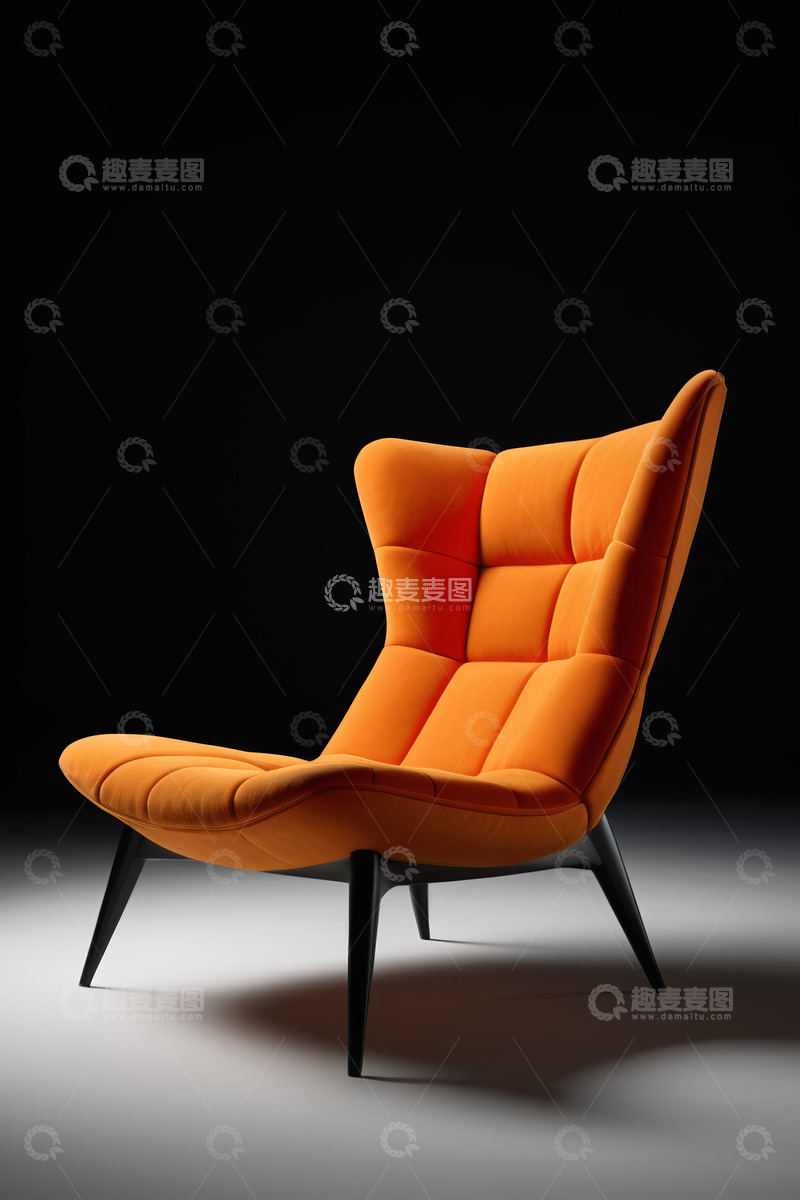 高清大图下载【趣麦麦图】橙色现代舒适单人沙发