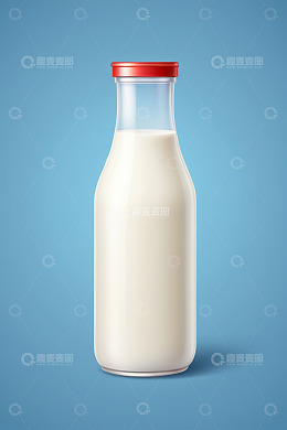 蓝色背景瓶装牛奶素材
