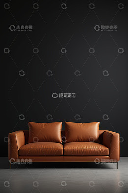 现代风格棕色双人沙发
