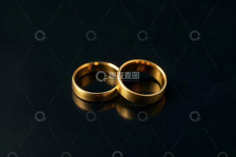 高清大图下载【趣麦麦图】两枚金色戒指特写