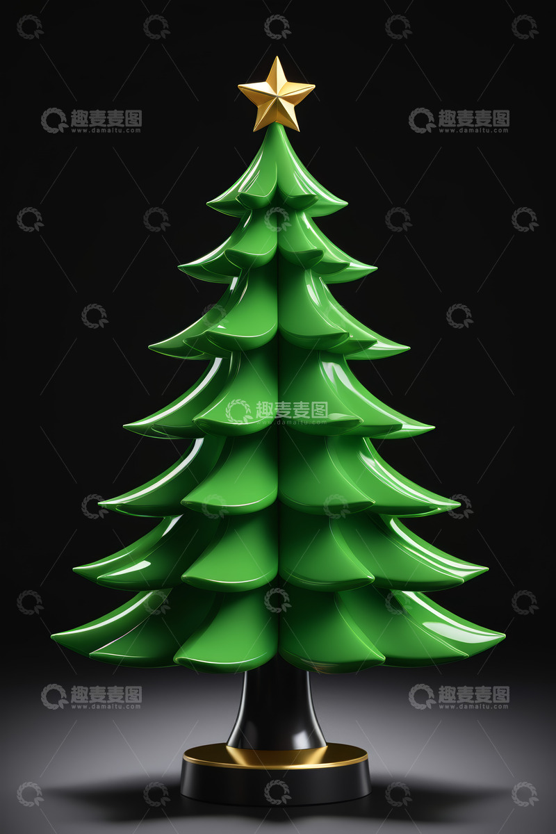 高清大图下载【趣麦麦图】绿色圣诞树3D模型
