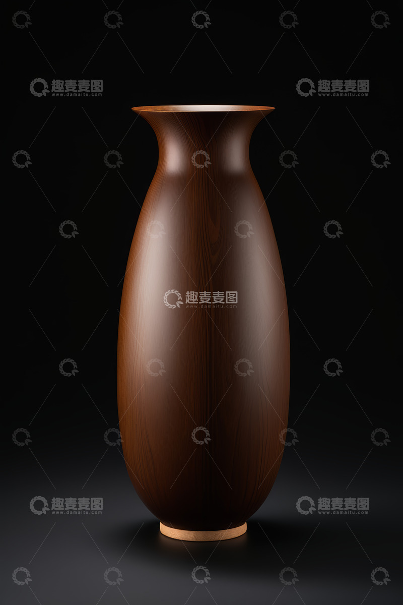 高清大图下载【趣麦麦图】棕色木质花瓶特写