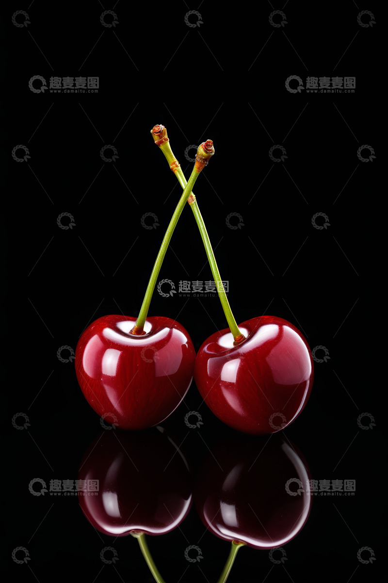 高清大图下载【趣麦麦图】两颗红樱桃特写