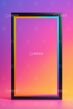 彩色渐变背景中的黑色相框