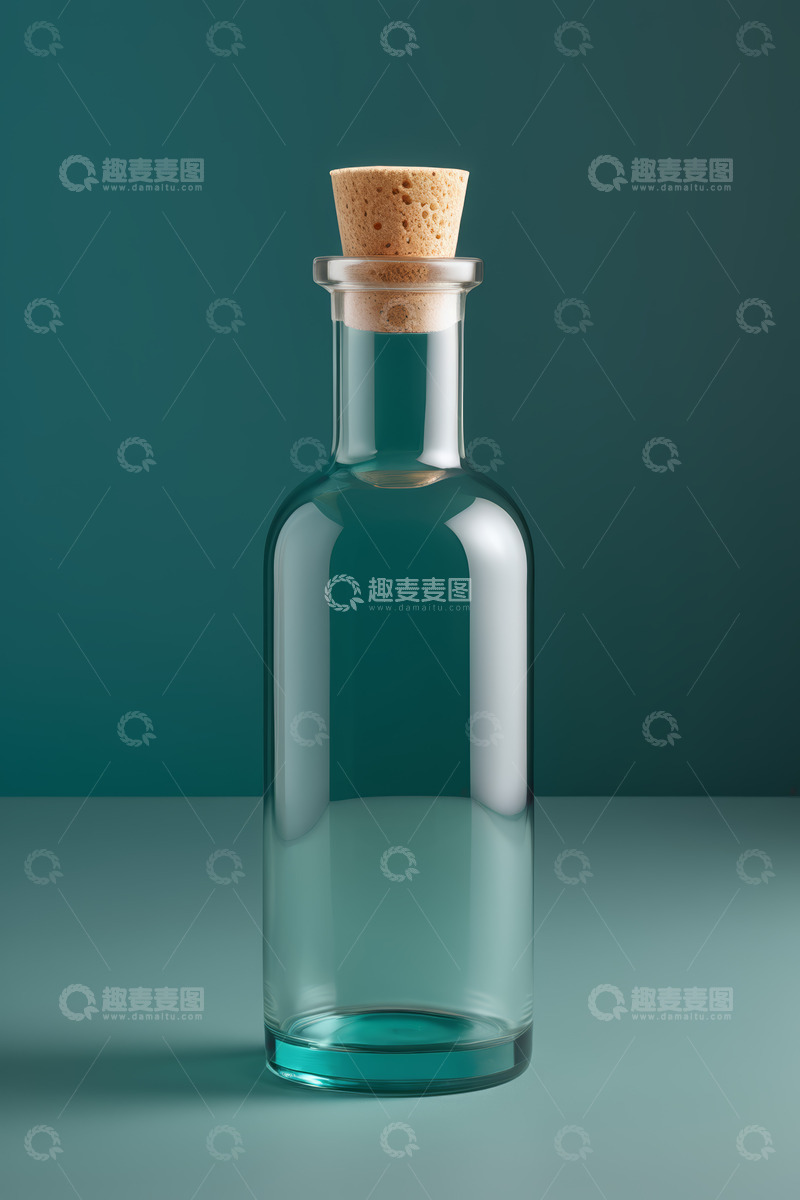 高清大图下载【趣麦麦图】带软木塞的透明玻璃瓶子