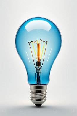 蓝色发光灯泡特写