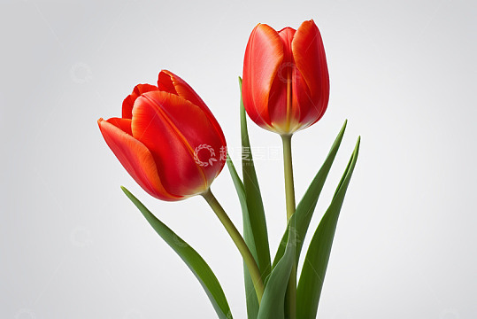 红色郁金香花卉特写