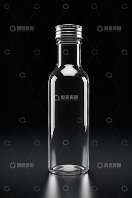透明玻璃瓶带金属瓶盖特写