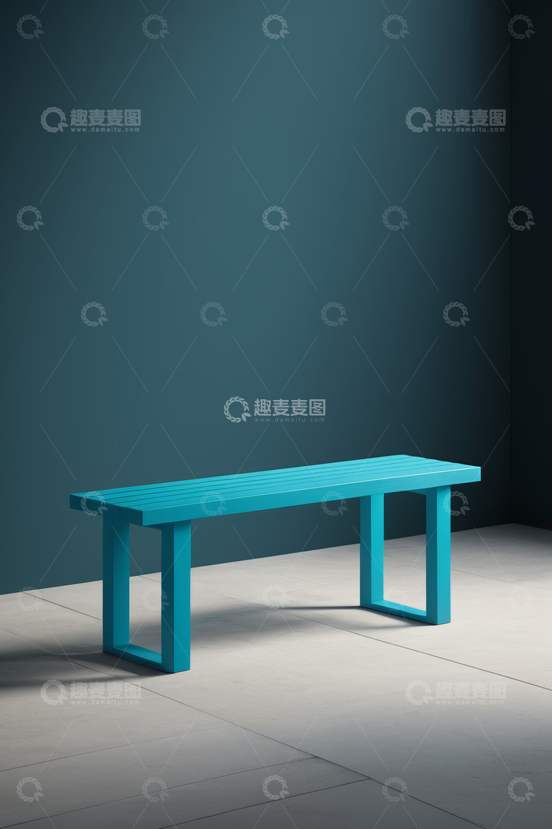 高清大图下载【趣麦麦图】现代风格蓝色长凳室内场景
