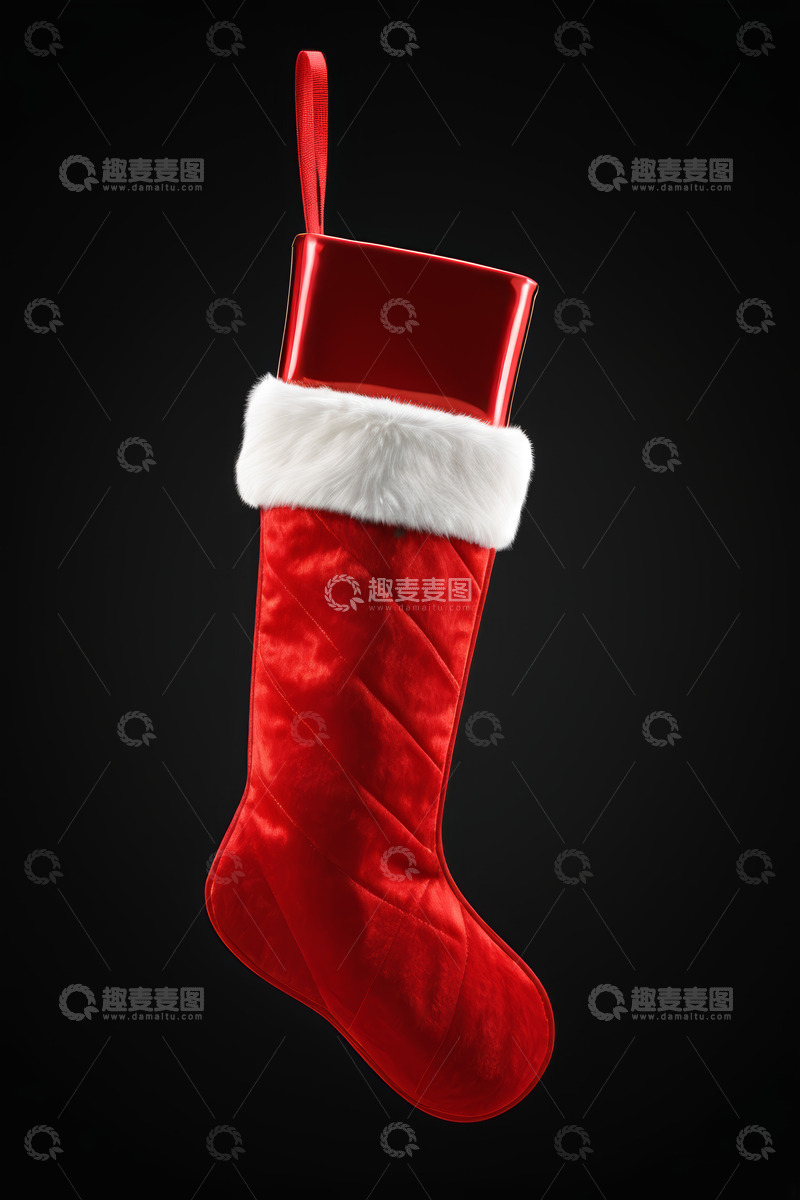 高清大图下载【趣麦麦图】红色圣诞袜内装礼物