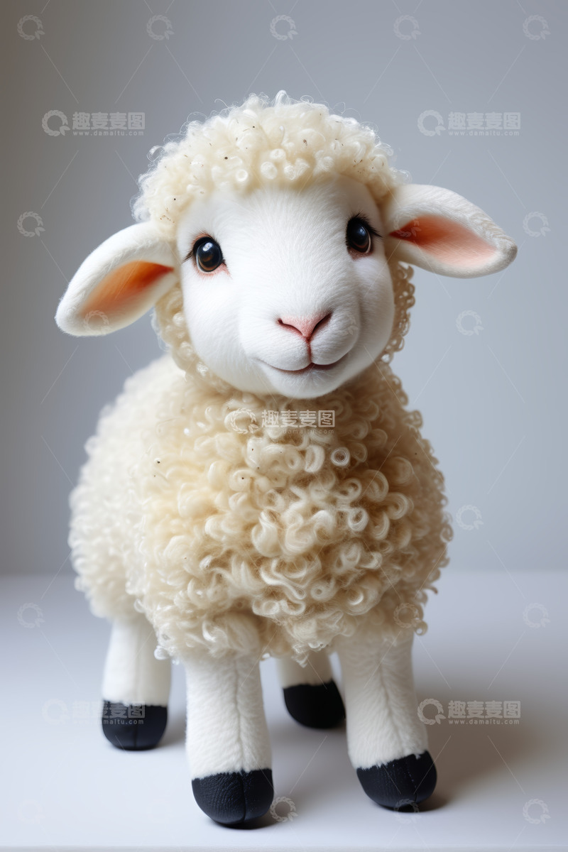 高清大图下载【趣麦麦图】可爱白色绵羊毛绒玩具