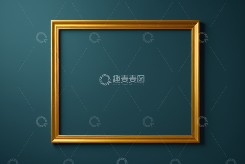 高清大图下载【趣麦麦图】深蓝色背景上的金色画框