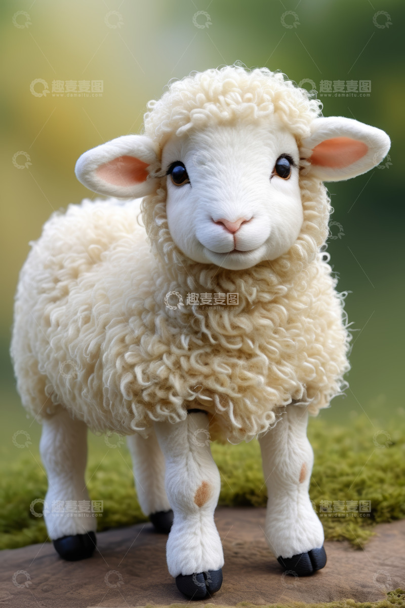 高清大图下载【趣麦麦图】可爱毛绒小羊玩偶特写