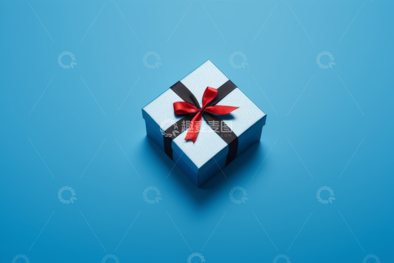 高清大图下载【趣麦麦图】蓝色背景上的礼品盒