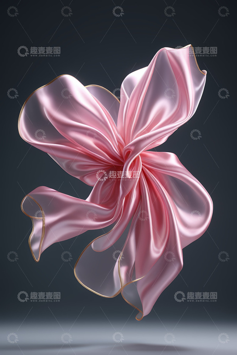 粉色丝绸花朵悬浮画面