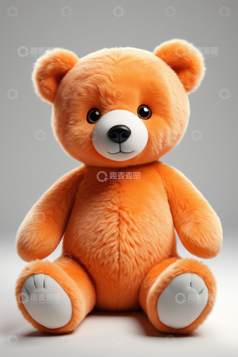 高清大图下载【趣麦麦图】橙色毛绒泰迪熊玩具