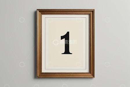墙上挂框内的数字1装饰画