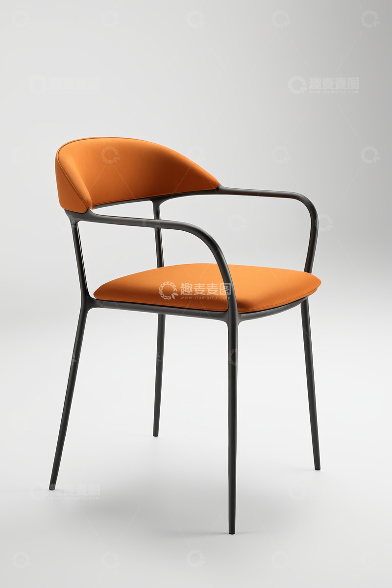 高清大图下载【趣麦麦图】现代橙色扶手椅