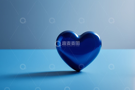 蓝色心形物体特写