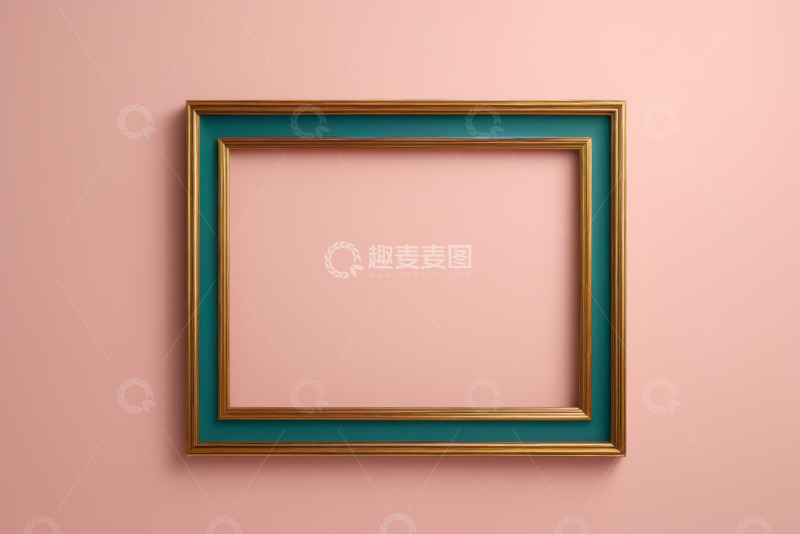 高清大图下载【趣麦麦图】粉色背景上的金色装饰画框