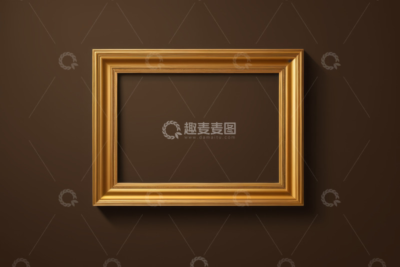 高清大图下载【趣麦麦图】棕色背景上的金色画框
