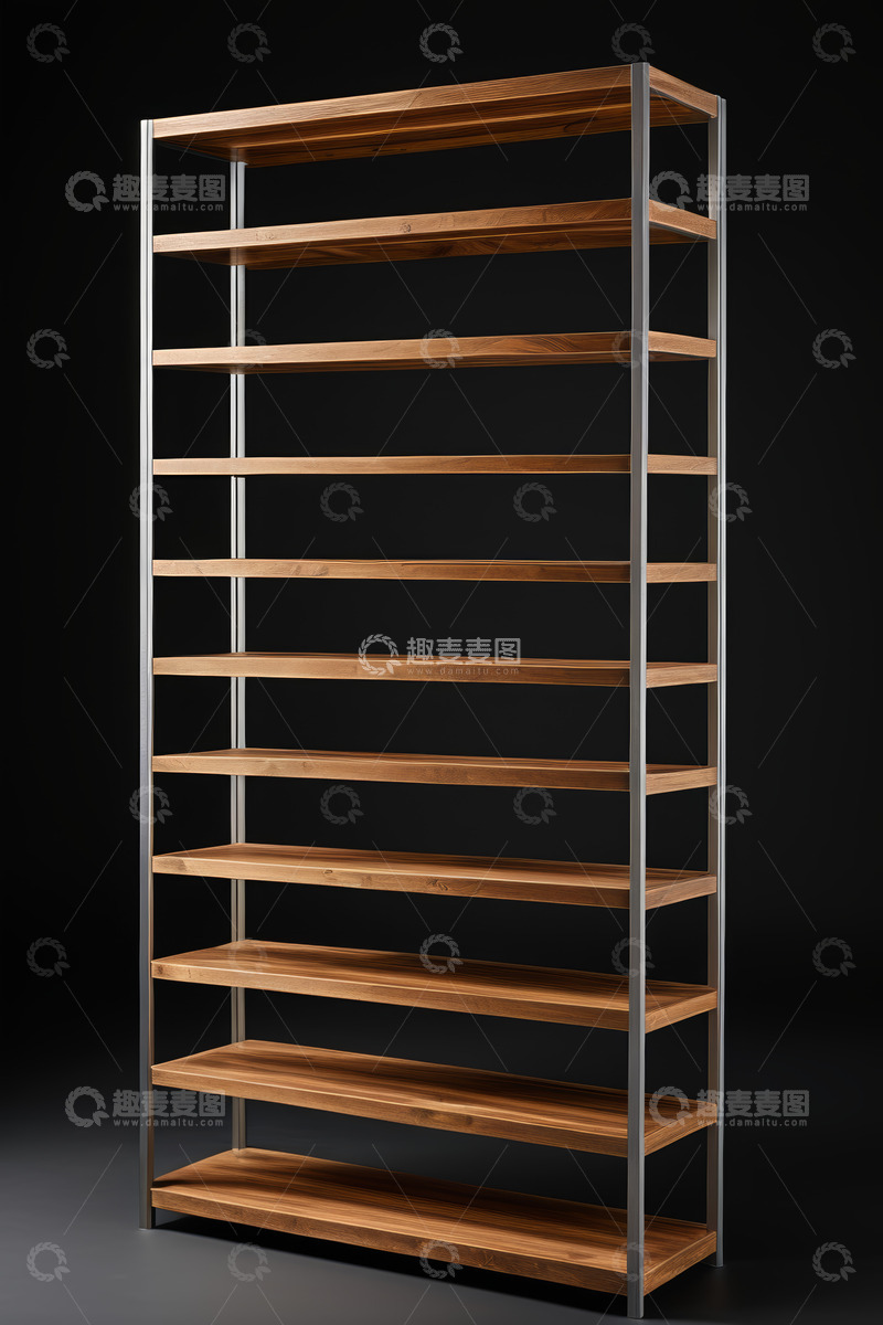 高清大图下载【趣麦麦图】木质金属多层置物架