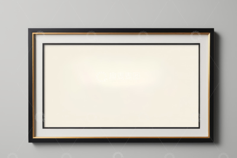 高清大图下载【趣麦麦图】空白装饰画框挂于灰色背景