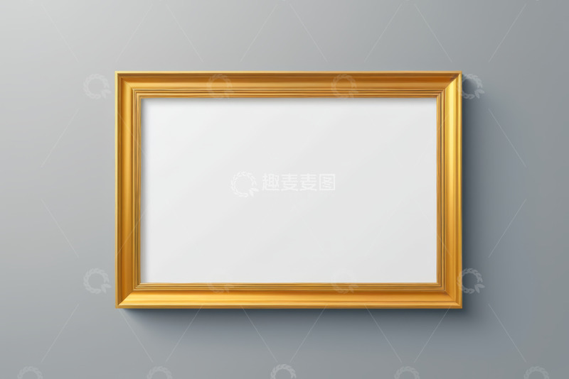 高清大图下载【趣麦麦图】灰色背景上的金色画框素材