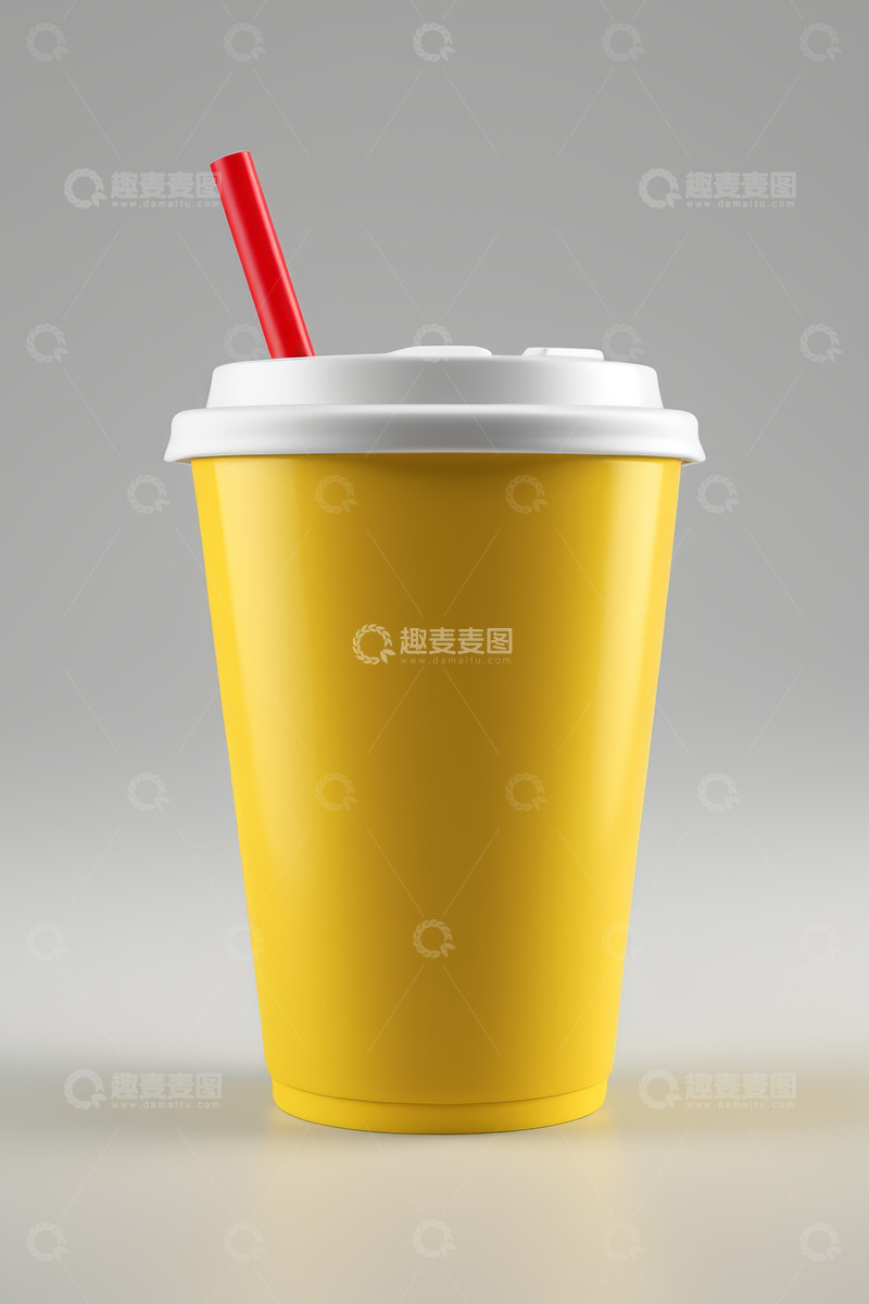 高清大图下载【趣麦麦图】黄色纸杯配红色吸管饮料图