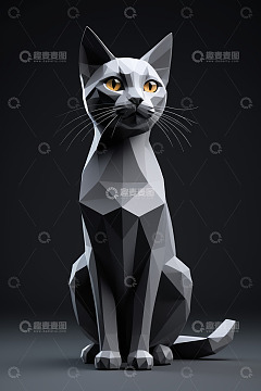 低多边形风格猫咪设计图