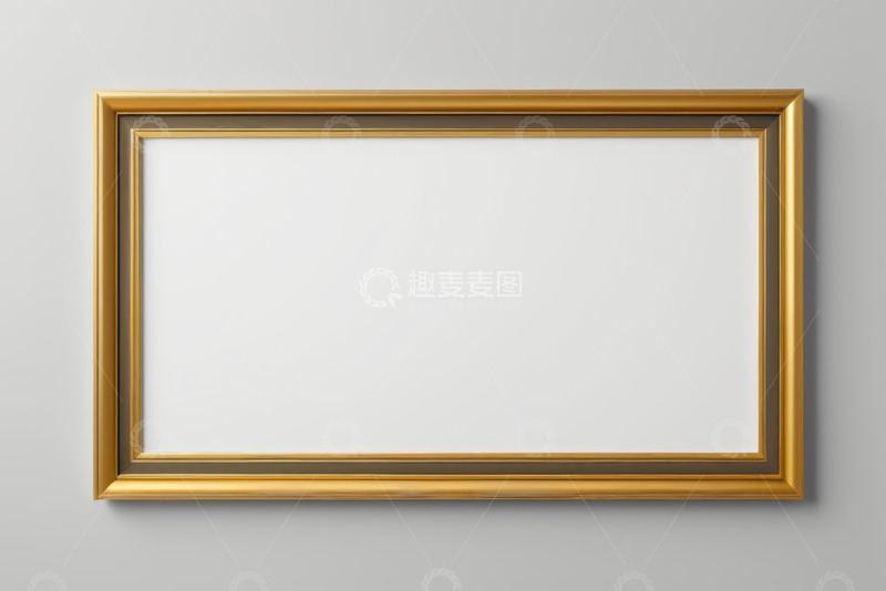 高清大图下载【趣麦麦图】金色画框挂于灰色墙面