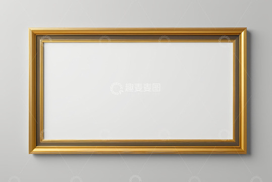 金色画框挂于灰色墙面