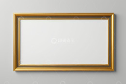 金色画框挂于灰色墙面