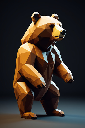 多边形设计风格站立棕熊