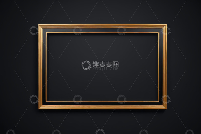 高清大图下载【趣麦麦图】黑色背景上的金色装饰框架