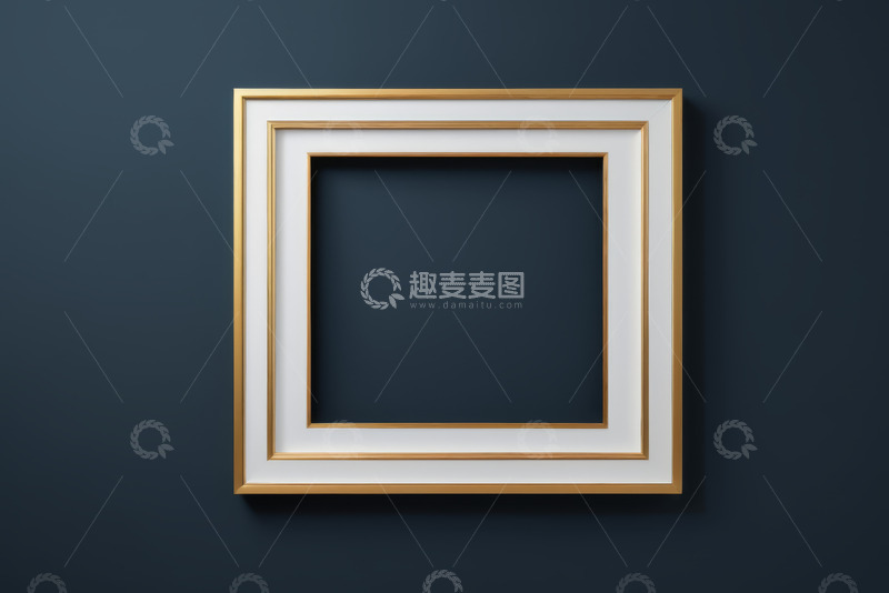 高清大图下载【趣麦麦图】金色边框白色相框