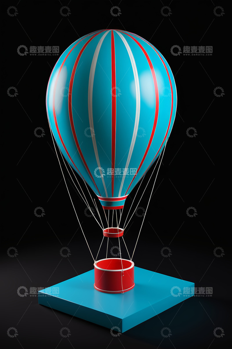 高清大图下载【趣麦麦图】蓝色热气球模型展示素材
