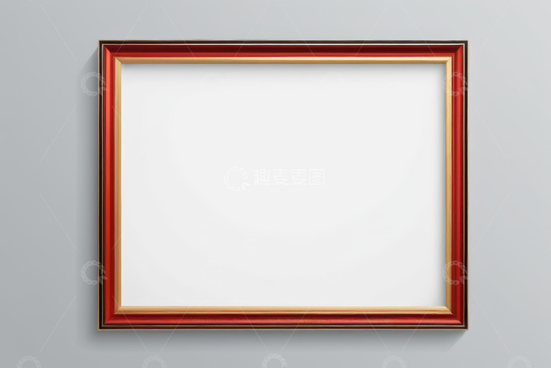 高清大图下载【趣麦麦图】墙上红色边框空白画框