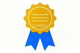 金色徽章配蓝色丝带素材