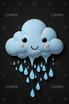 卡通云朵下雨图案素材