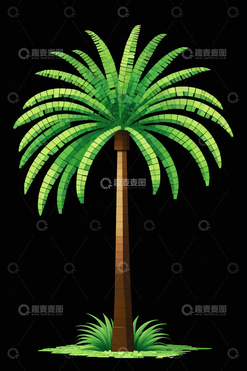 高清大图下载【趣麦麦图】卡通风格绿色棕榈树素材