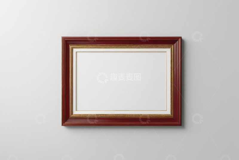 高清大图下载【趣麦麦图】墙上挂着的红色装饰画框架