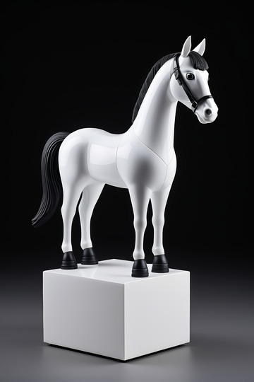 白色底座上的马形摆件