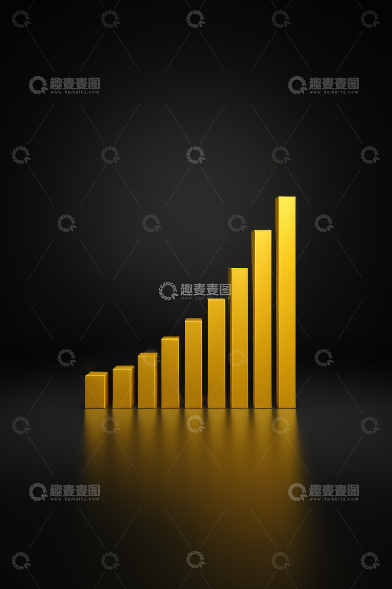 高清大图下载【趣麦麦图】金色柱状图表数据展示
