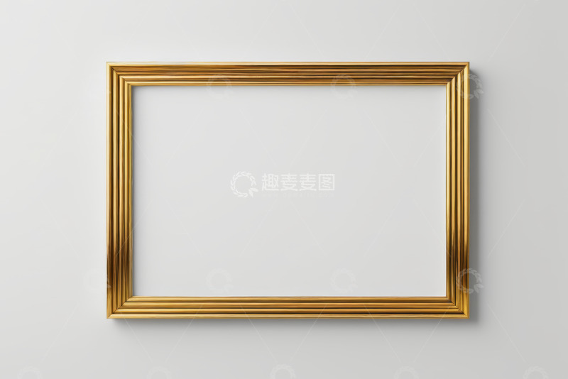高清大图下载【趣麦麦图】白色墙面上的金色装饰画框架