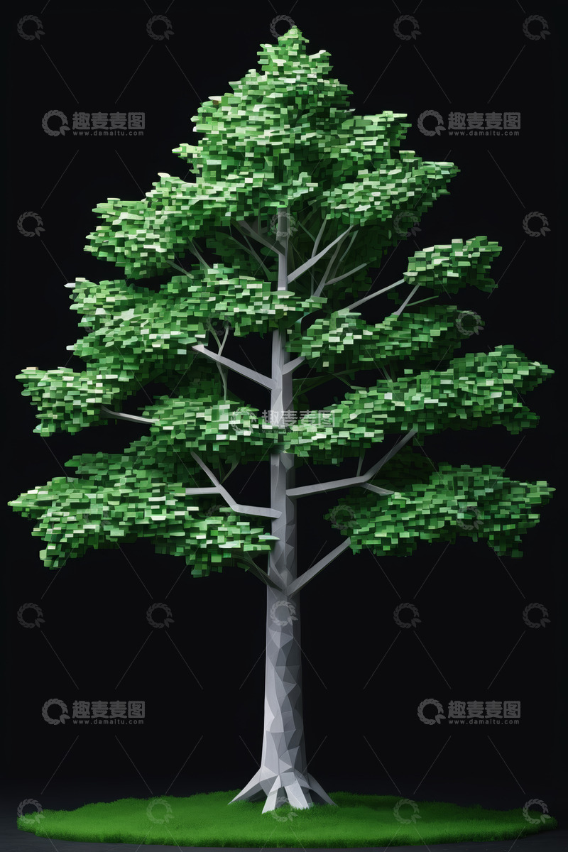 高清大图下载【趣麦麦图】低多边形风格绿色树木模型